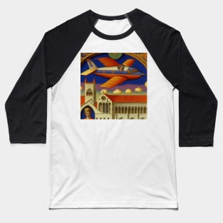 Plane in the medieval sky - Epic Medieval Art Baseball T-Shirt